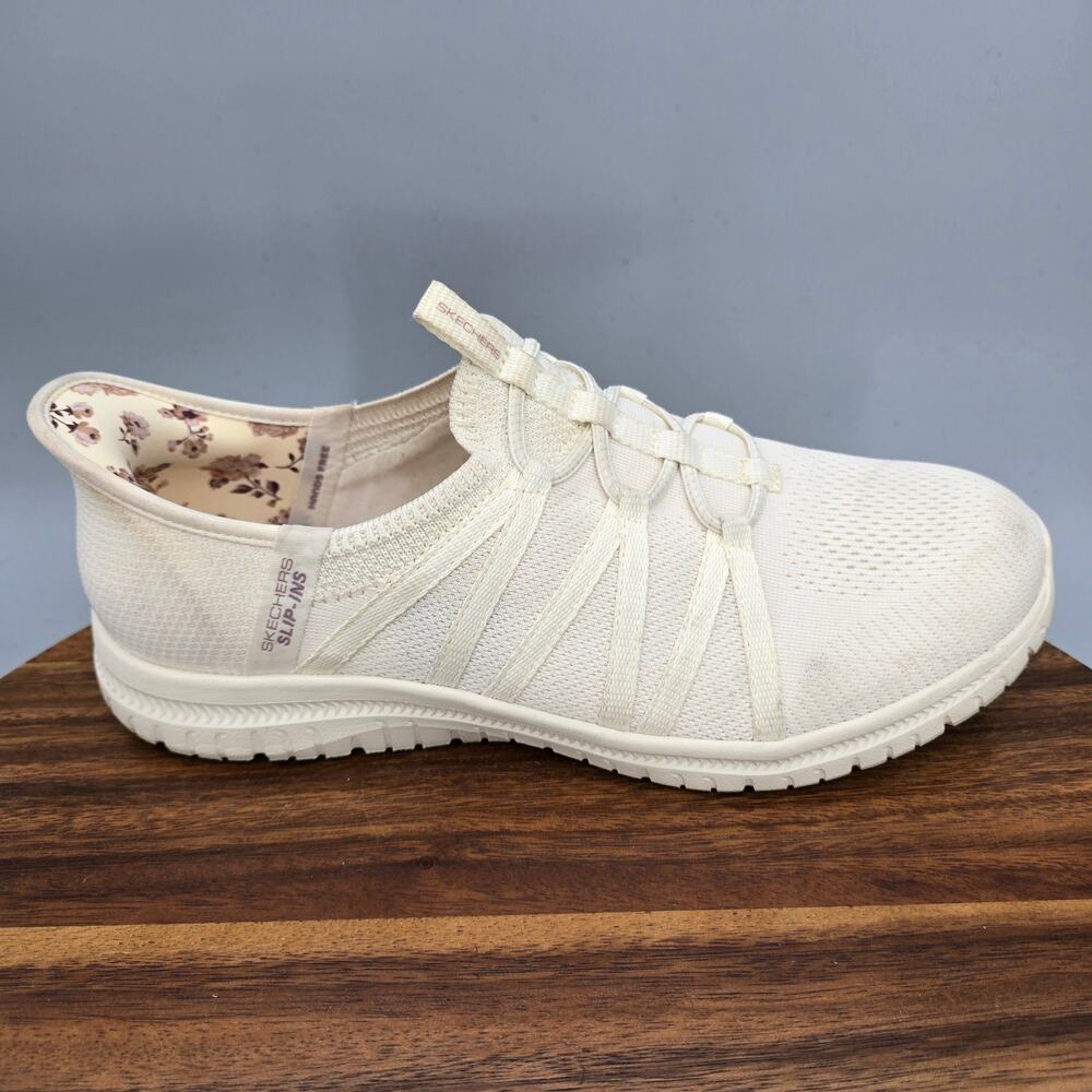 Skechers Slip-ins Shoes Womens 9.5 Wide Natural Hands Free Walking Sneakers
